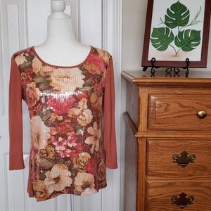 Northstyle Sequin Floral Top EUC